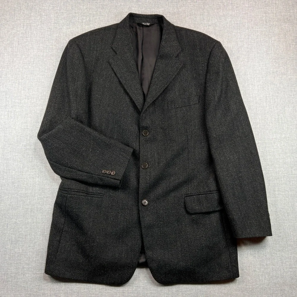 Pronto‎ Uomo Italian Wool Sport Coat Blazer Men 44L Charcoal Tweed Made in Italy
